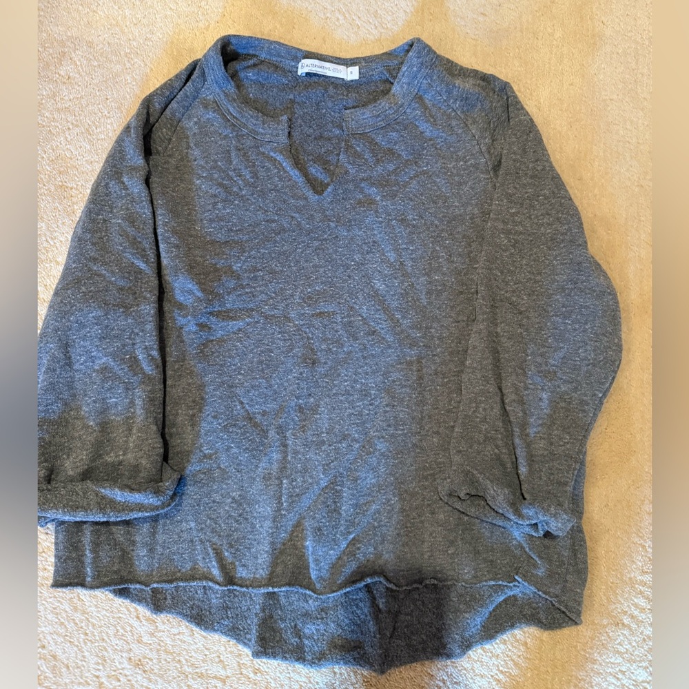Alternative Heather Gray Split Neck Top - image 1